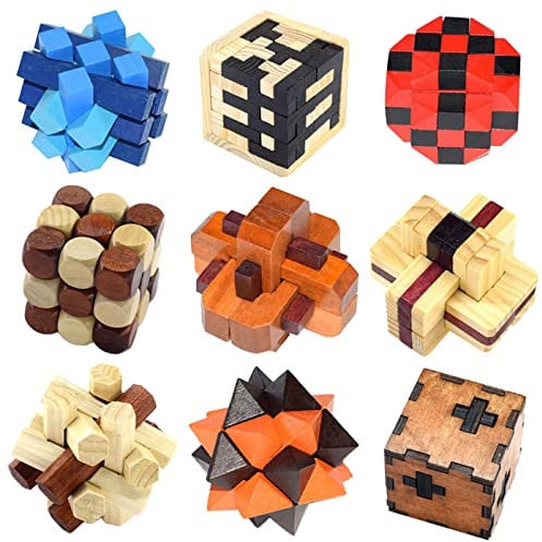 Knobelspiele Holz, 3D Knobelspiele für Erwachsene, Geschicklichkeitsspiele Erwachsene, Geduldsspiel für Erwachsene, Logikspiele für Erwachsene, Spielzeug Geschenk Set für Erwachsene & Kinder