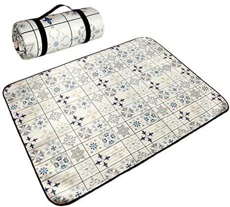 ISAKEN Picknickdecke 200 x 200 cm, Große Outdoordecke Wasserdicht Campingdecke Strandmatte Faltbar Wärmeisoliert Picknick-Matte mit Tragegriff, Outdoor Decke für Camping und Reise