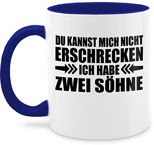 Tasse Tassen 325ml - Du kannst mich nicht erschrecken ich habe zwei Söhne I Geschenk von Söhnen für Mama Papa Eltern - 325 ml - Dunkelblau - muttertagstasse mum 2 kaffeetasse moms cup mütter