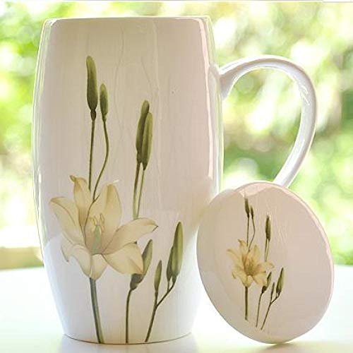Tazza Boutique Hotel di lusso caffetteria 9 colori opzionali 700ML Tazza ad alta capacità con coperchio Semplice Bone China Creative Bere vetro tazza da ufficio Tazza in ceramica femminile B 700 ml,