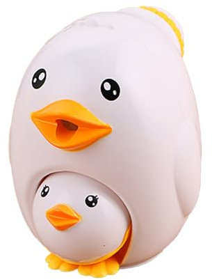 2 in 1 Bleistiftspitzer Manueller Anspitzer Mit Behälter - Cartoon Anspitzer Niedliche Mama Duck & Baby Schüler Schreibwaren für Kinder Studenten Geschenke - Weiße Henne
