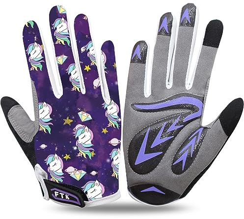 FINGER TEN Protective Kids Bike Gloves with Gel Padding (Pony, M)