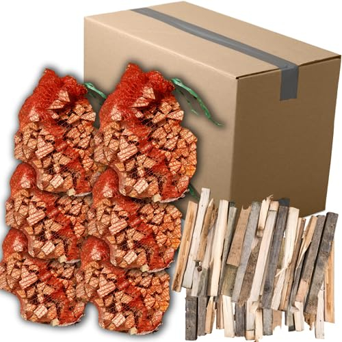 holz4home® Anfeuerholz Getrocknet 30kg I Nadelholz Anzündholz Ofenfertig Trockenes Anmachholz I Ideales Anfeuerholz für Grill Kamin Ofen BBQ Smoker als Kaminanzünder Grillanzünder