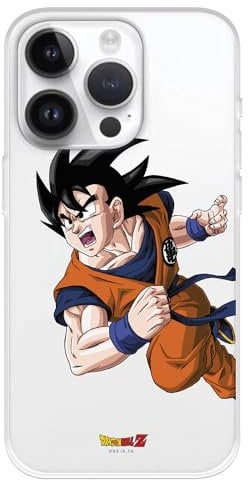 Case Compatible with iPhone 15 Pro Official Dragon Ball Goku Warrior to Protect Your Mobile Phone, Transparent Flexible Silicone Case with Official Dragon Ball License