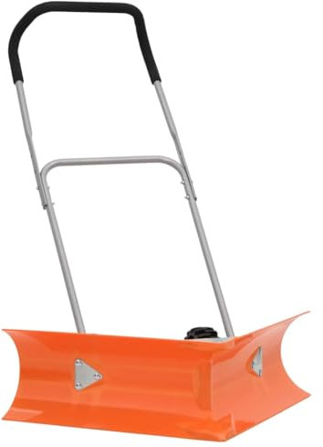 Homgoday Dual Angle Snow Shovel with Extendable Handle Orange Steel, Snow Shovel Heavy Duty Snow Pusher, Multipurpose Shovel for Snow and Garden Debris