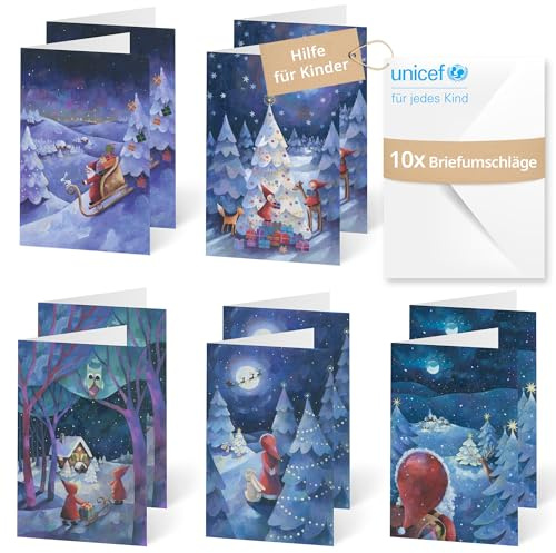 Unicef Weihnachtskarten Figuren | 10 Klappkarten mit Umschlägen | Helfen Sie Kindern in Not: FSC-Papier, 10 Karten mit Umschlägen (17,5 x 11,7 cm) – Adventskarte