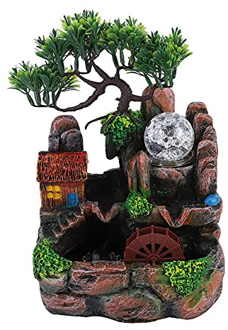 Zimmerbrunnen Mit Pflanzen Simulationsharz-Desktop-Brunnen, Tischbrunnen Indoor, Tischbrunnen Indoor
