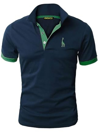 VMSUCIJ Polo Elegante Uomo Manica Corta in Cotone Camicia con Tasca Sportiva Slim T-Shirt