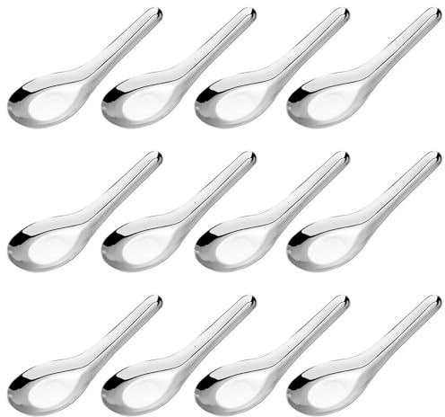 12 Stück Edelstahl-Gewürzlöffel, Edelstahl-Kaffeelöffel und Salzlöffel mit Kurzen Griffen, Passt in Gewürzgläser, Ideal zum Kochen und Backen