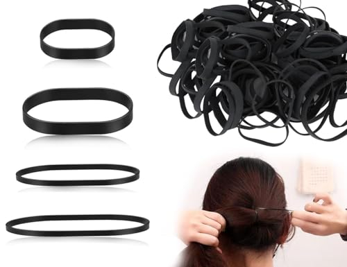Lhbwhiz 64 Stück Gummibänder,Wiederverwendbar elastische Gummiringe,Breit Stark Stark haltbar Gummiband,Heavy Duty taktischen Dehnbare Bänder,Haushaltsgummi,für Industrie Camping(Schwarz,4 Größen)