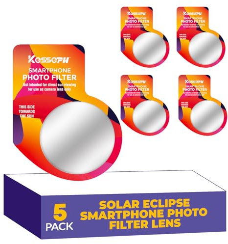 Kesseph Sonnenfinsternis-Brille für Ihr Smartphone, 5 Stück, stellen Sie sicher, dass Ihre Handy-Kamera vor schädlichen Strahlen geschützt ist
