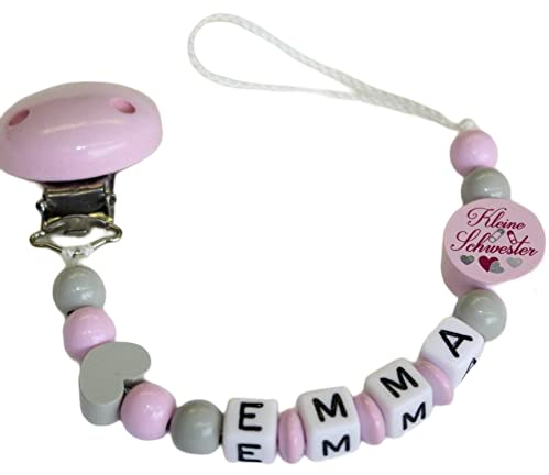 personalisierte gestaltetes Babygeschenk mit Namen für Mädchen in Rosa Grau Baby Geschenk personalisiert zur Geburt & Taufe kleine Schwester & Herz