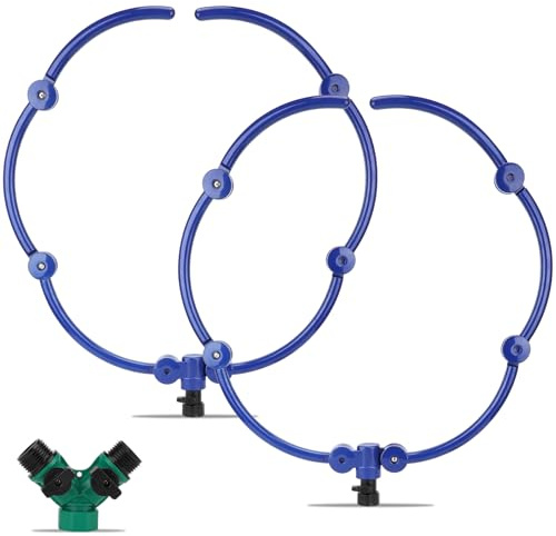 360°-Baum-Wassersystem, Baumbewässerungsring, 50,8 cm, Kreissprinkler und Bewässerungssystem, gezieltes Wasser mit Y-Schlauchverteiler für neue Bäume, Outdoor-Pflanzen, Hochbeete, Sträucher, Blau