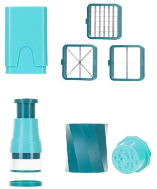 Genius Nicer Dicer Minis Gemüseschneider manuell Kombi-Set 13tlg., Gemüse Obst Zerkleiner, Spiralschneider Würfelschneider für Tomaten Gurken Zwiebel, Küchenhelfer für schnelle kreative Mahlzeiten