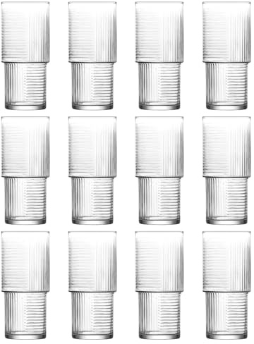 LAV 12 x klare 515 ml Helen Stapeln-Highball-Gläser – hohes spülmaschinenfestes Glas Wasser Gin Saft Cocktail-Trinkgläser Glaswaren-Set