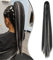 Dcbaboo Pferdeschwanz Haarteil Zopf Extension mit Klammer Glatt Lang Ponytail Extensions Haarverlängerung Clip Synthetik Gerade Pferdeschwanz Haarextension Zopf, 55cm Natürlich Schwarz & Bleichblond