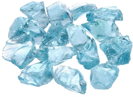 sourcing map Vidrio de fuego para hoguera, 2-3 cm de alto, rocas de vidrio reflectante para chimenea natural o propano, seguro para exteriores e interiores, vidrio para hoguera, turquesa