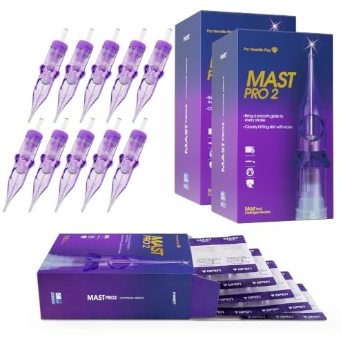 Mast Pro2 Tattoo Cartridges Needle Kit Mixed Size 100 pcs #12 0.35mm | Bugpin Round Liner Curved Magnum Shader Tattoo Needle 1RL 3RL 5RL 7RL 7M 9M 11M 7RM 9RM 11RM for Tattoo Gun Machine Pen