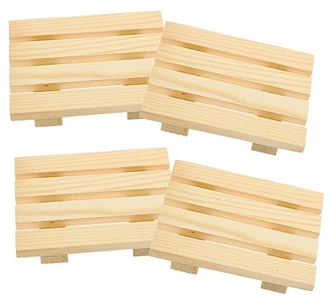 CORHAD 4-teiliges Kiefernholz-set Für Getränke Elegante Tischsets Aus Holz Verbrühschutz Topfuntersetzer Aus Holz Teetassen-tischsets
