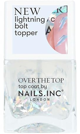 Nails Inc - STRIKING IN SHOREDITCH Bolt Confetti Topper Nagellack – Glitzernder, silbener Blitz-Konfetti Top Coat - Für Auffällige Nail Art - Tierversuchsfrei & Einfach Anzuwenden - Perfekte Maniküre