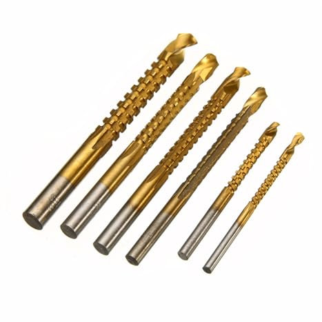 6 unid/set de brocas helicoidales HSS de titanio recubiertas de acero inoxidable de 3-8mm cortador de agujeros de sierra de taladro de alta velocidad for herramienta de carpintería