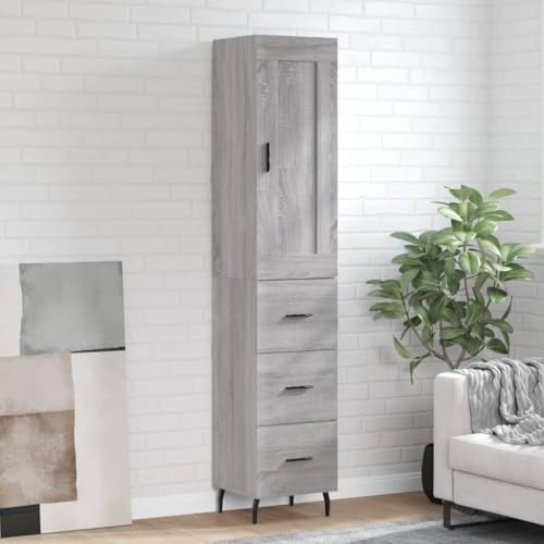 Iiaky Highboard Schrank Wohnzimmer Highboard Wohnzimmer Sideboard Flur Wohnzimmerschrank Grau Sonoma 34,5x34x180 cm Holzwerkstoff - 3200215