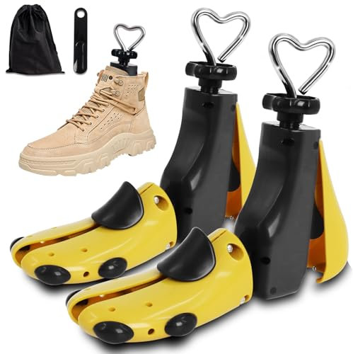 Potufa Schuhspanner Herren und Damen, Schuhdehner Schuhweiter für Einstellbare Breite Und Länge, 4-Wege Stiefelspanner werden verwendet, Dient zur Lockerung zu enger Schuhe(Gelb 2PCS)