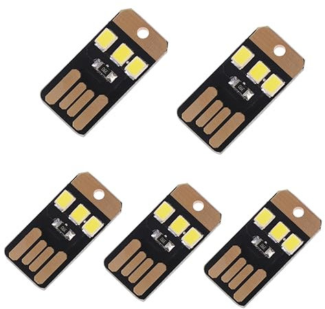 BELLIFFY 5pièces Mini Lampe Led Usb Blanche Pour Ordinateur Portable Lampe De Camping Porte-clés Compacte Et Économe Énergie
