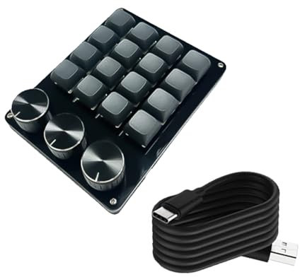 xbiez Portable 16Key Macro Keypad With Programmable Dials For Advanced Gaming Controls And Multimedia Management Keyboards