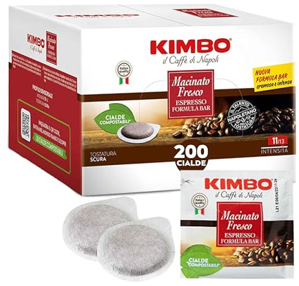 Kimbo Fresco ESE 200 capsules 44 mm avec pur café torréfié en Italie