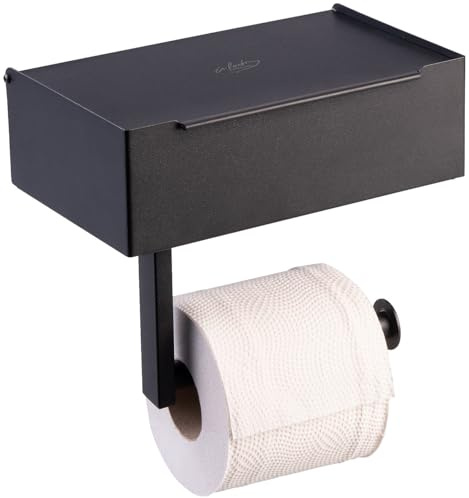 infactory Toilettenpapierhalter: Toilettenpapierhalterung mit Feuchttücherbox, ohne Bohren, zum Kleben (Papierrollenhalter WC, WC Ablagebox, Dose)