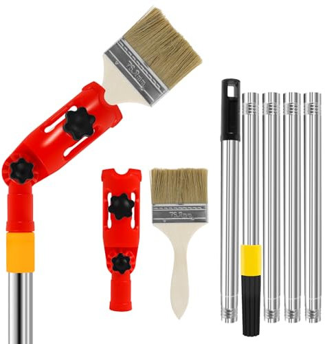 Paint Brush Extender 175cm Multi-Angle Paint Roller Extension Pole with Paint Brush Universal Paint Rollers Attachment fits Most Rollers and Scrapers