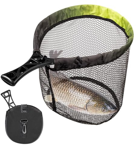 Épuisette À Truites | Épuisette pour Pêche à la Mouche - Filet Pliant Portable Maille Compacte Stockage Capture Relâchement pour Truite Perche Silure Pêche en Eau Vive Kayak Débutants Transport