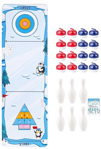 Curling Table-top Spiel-Set, Tragbares Tisch Curling Cpiel, Kommt Mit 16 Tisch-Curlingsteinen, Familienspiel Eisstockschießen Brettspiel Bowling Auf Tischspiel Reisespiel Für Kinder Und Erwachsene