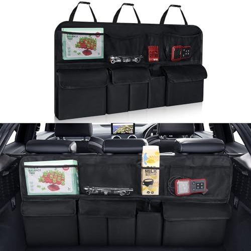BOLTX Car Boot Organiser - 9-Pocket Waterproof Storage with Magic-Stick Dividers, Universal SUV/MPV Fit, Foldable Oxford Fabric Organiser for Family Travel