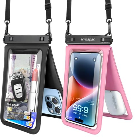Rynapac IPX8 Waterproof Phone Pouch Up to 8-2 Pack Double Space Dry Bag