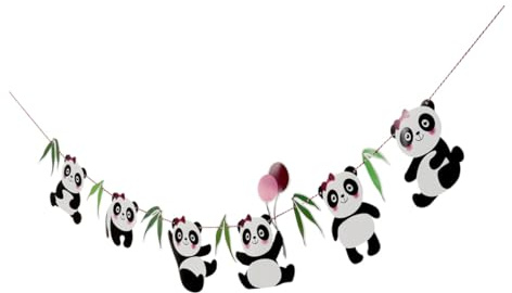 BESTonZON Riesenpanda Party Banner aus Papier Geburtstagsdeko mit Panda Motiv Schwarz Weiß für Kindergeburtstag und Feier