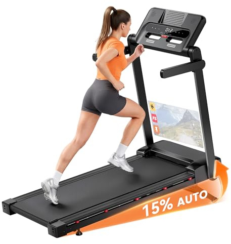 JAGJOG Laufband für Zuhause mit 15% Auto-Steigung, 1-14 km/h | 3-PS-Motor, 12 Programme, LED-Anzeige