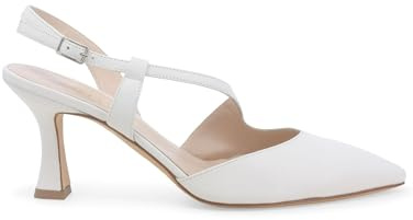 Melluso Slingback Tacco Alto Pelle Bianca Collezione Estiva 38 / Bianco