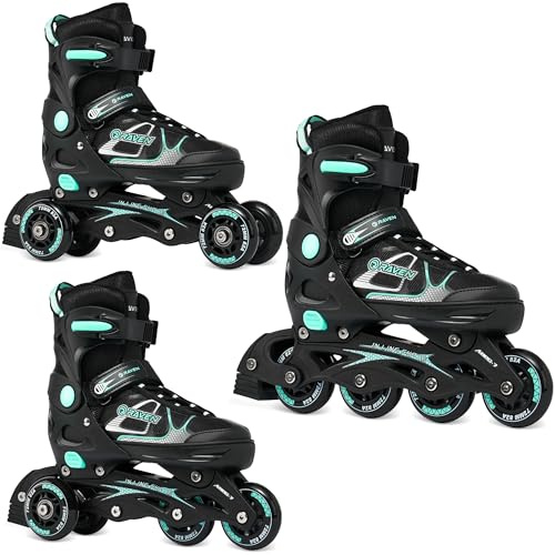 RAVEN 3in1 Inline Skates Triskates Rollschuhe Inliner für Kinder und Erwachsene verstellbar