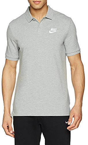 NIKE Men's Sportswear Polo, Dark Grey Heather/White, M UK