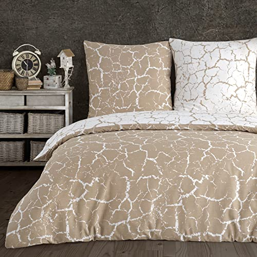 Buymax® Bettwäsche 155x220 100% Baumwolle 4-Teilig Bettbezug - Bettwäsche-Sets 155 x 220cm mit 2 mal Kissenbezüge 80x80cm, ÖKO-TEX Renforcé-Bettdeckenbezüge Set mit Reißverschluss