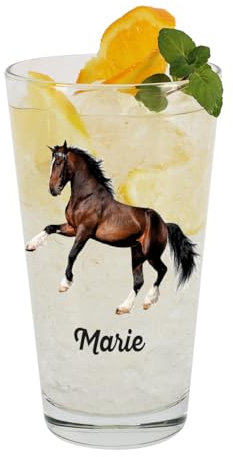 Herz & Heim® Trinkglas mit Pferde Motiv und Namensaufdruck (2796)