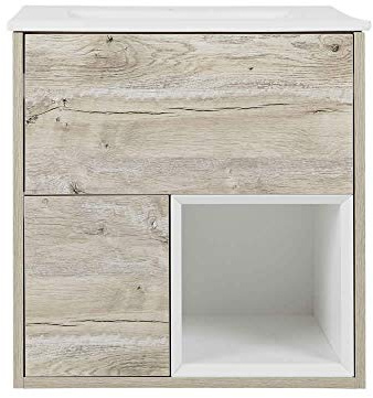 Milano Light Oak 610mm Bathroom Vanity Unit Inset Basin