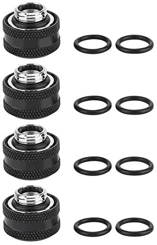 Kafuty Raccordi Compressione Raccordi PC in Ottone Raccordo a Compressione del Raffreddamento ad Acqua del Computer per Tubo Rigido 16mm (4 Pezzi Neri)