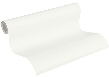 A.S. Création papier peint intissé Trendwall papier peint uni 10,05 m x 0,53 m crème métallisé blanc 369017 3690-17