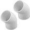 MroMax 50mm ID Slip 45 Degree PVC Pipe Fitting Elbow Coupling Connector Fix Hold Corresponding Pipes White 2pcs