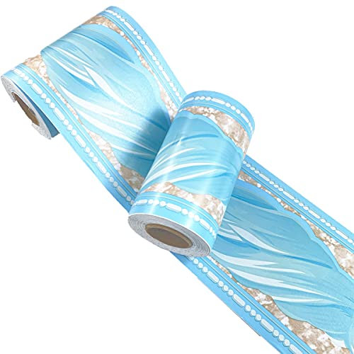Mesoar Self Adhesive Sky Blue Wallpaper Border Peel Stick Decorative Ceiling Sticker Molding Border 10cm by 32.8ft
