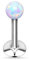 Taffstyle Piercing Stab Stecker Lippenpiercing Ohrpiercing Labret Lippe Ohr Tragus Helix Platte Stud mit Opal Stein Kugel Perlen Madonna Monroe 6mm Silber Weiß