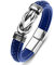 Daesar Lederarmband Geflochten Herren Knot, Leder Armbänder 16.5CM Blau Freundschaftsarmband Magnet Armband Leder Charms